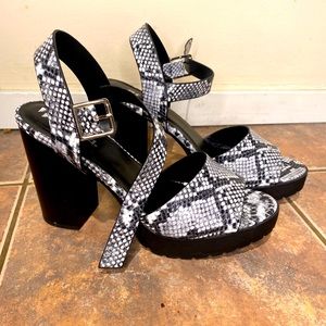 Snake skin platform heels
